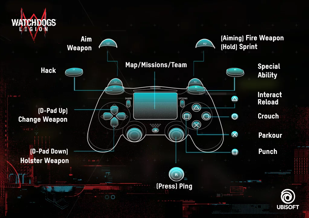 Watch Dogs Legion PlayStation 4 Button Assignment