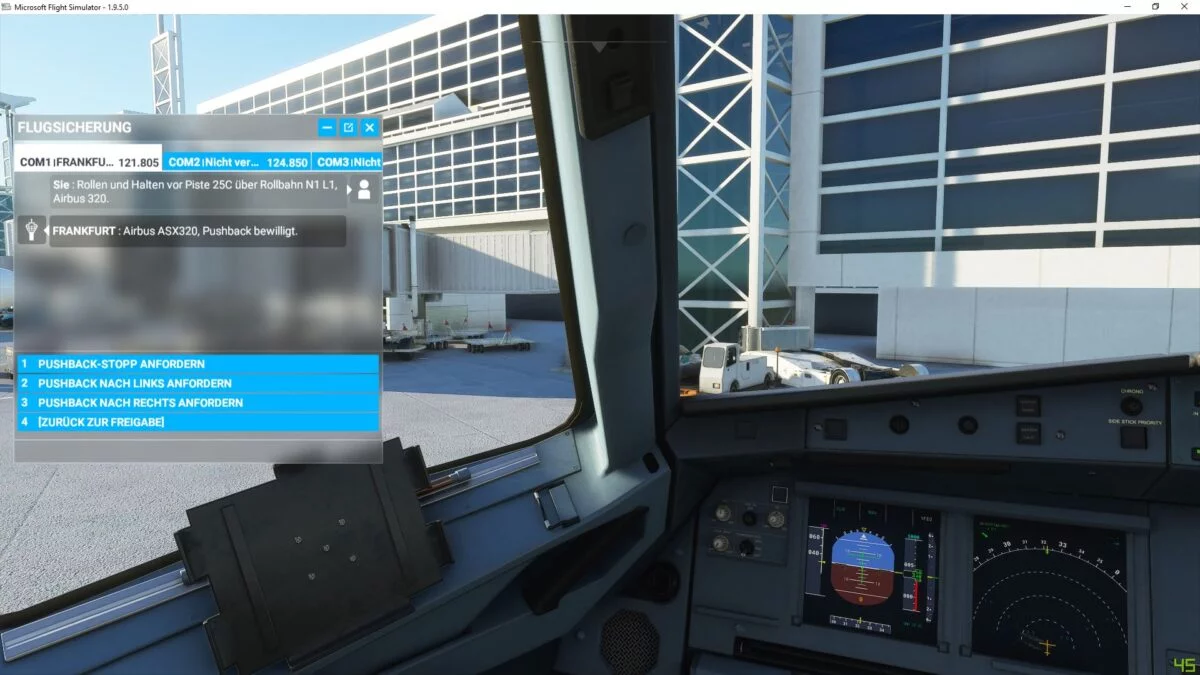Dialog mit der Flugsicherung in einem Dialogfenster im Flight Simulator 2020