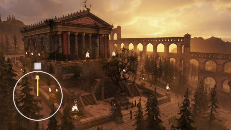 A large Roman building with columns.