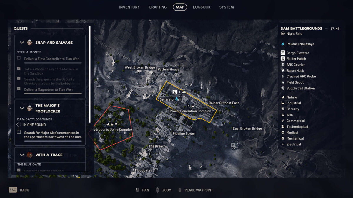 Karte von der Generatorhalle in Arc Raiders.