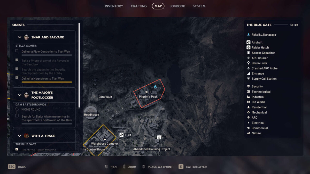 Karte von Pilgrims Peak in Arc Raiders.