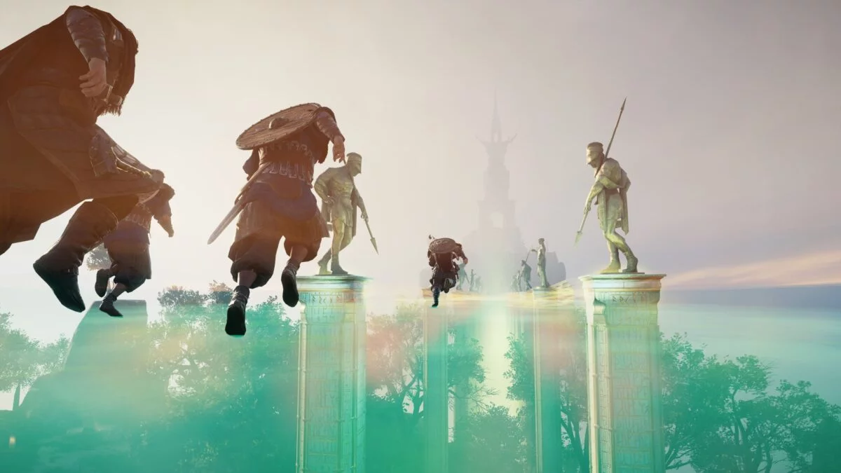 In Assassin's Creed Valhalla laufen Wikinger und nordische Götter über den Bifröst in Asgard.