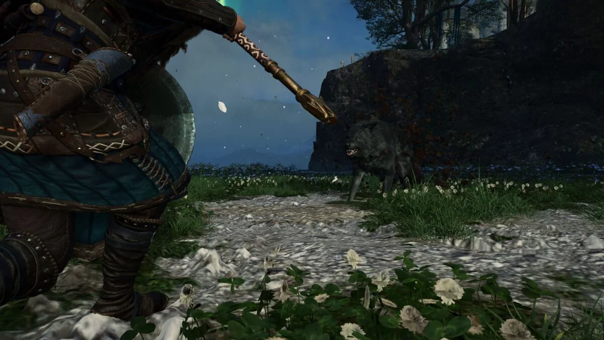 Götterkönig Havi kämpft in Assassin's Creed Valhalla gegen den verlorenen Wolf. 