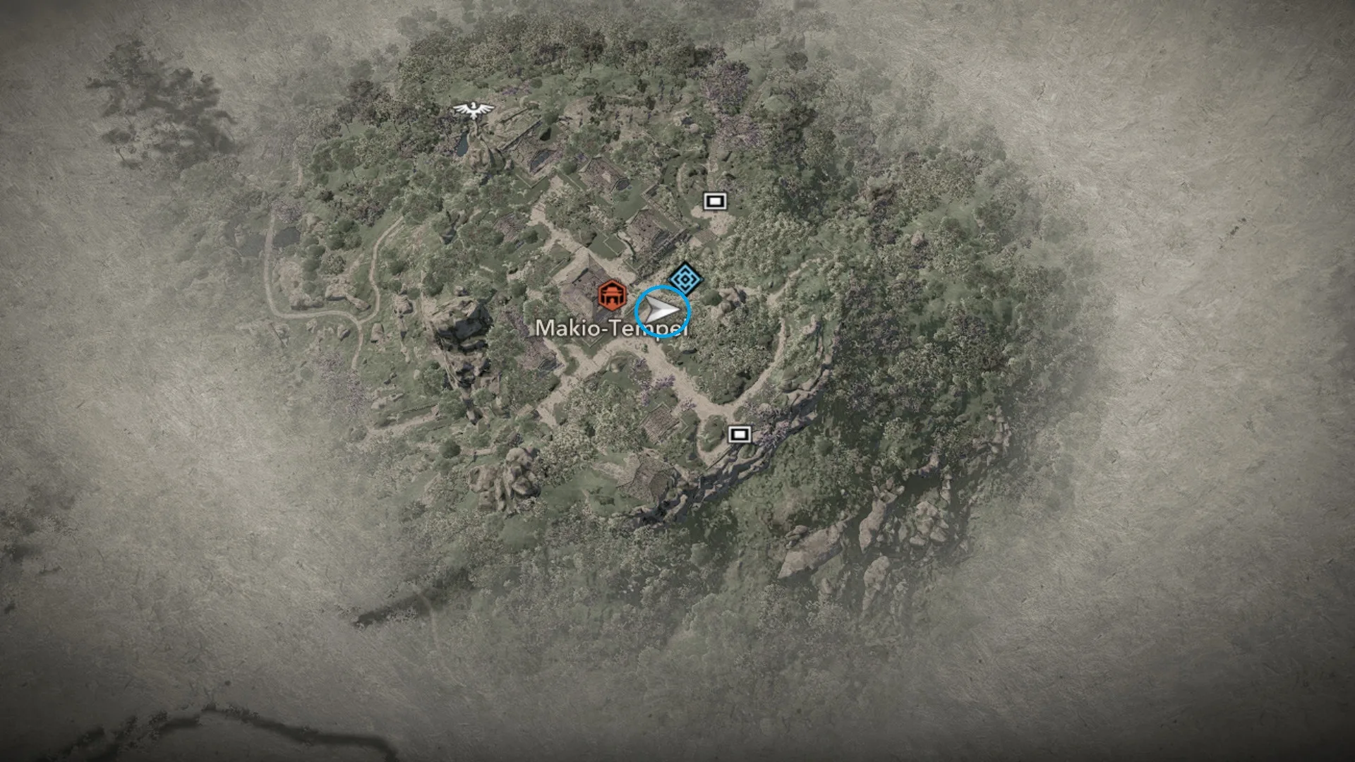 Eine Karte vom Tempel und der Umgebung.
