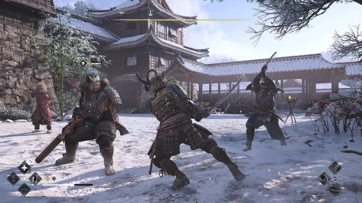 Yasuke kämpft gegen zwei Gegner.