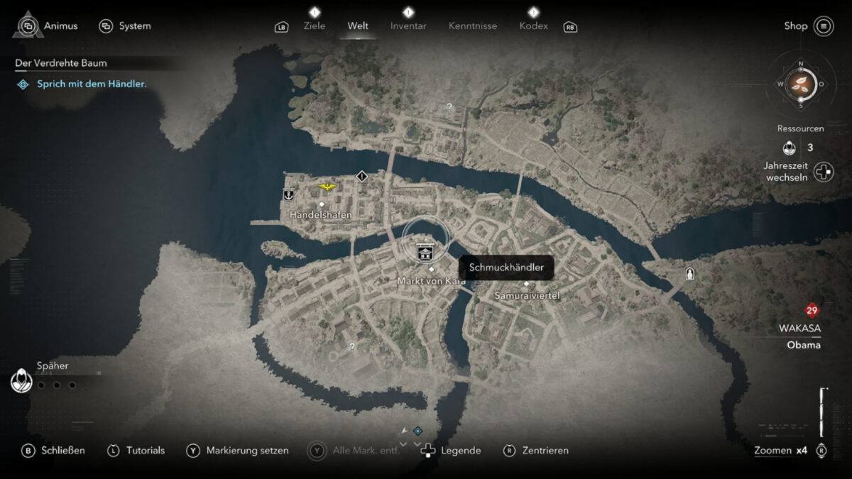Karte der Region Obama in Assassin's Creed Shadows.