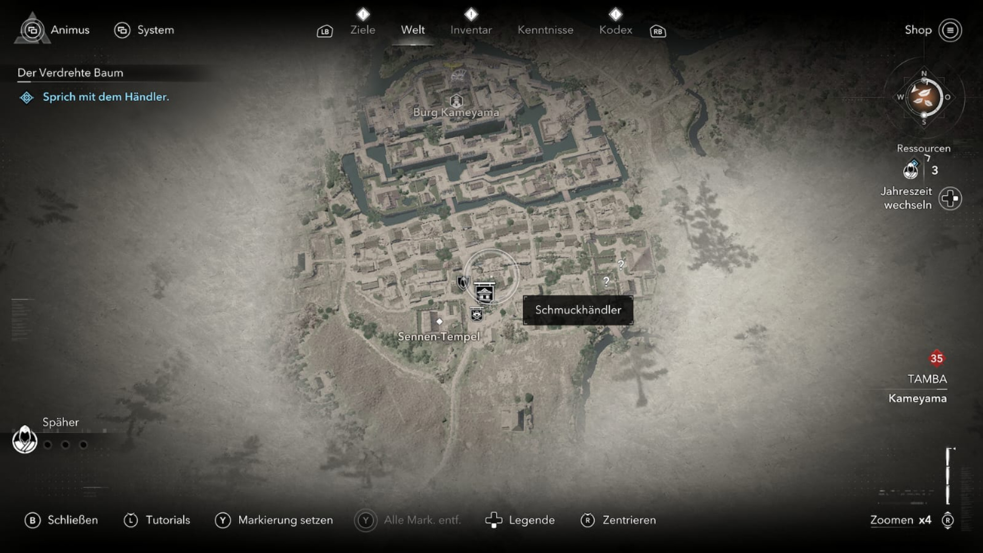 Karte einer Region aus Assassin's Creed Shadows.