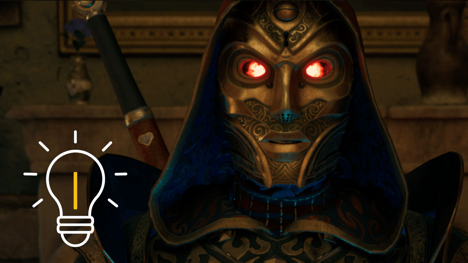 Ein Ritter in grün schimmernder Rüstung und rot leuchtenden Augen im Rollenspiel "Avowed".