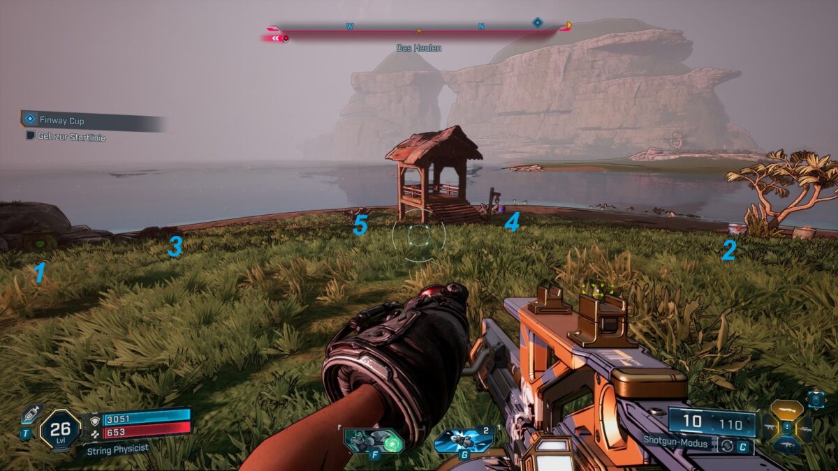 A small fisher’s hut surrounded by five barrels right by the sea.