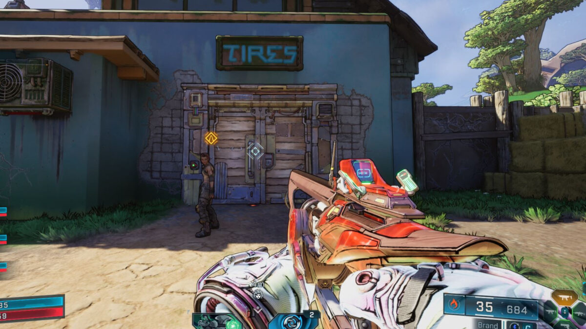 A garage with a sign that says “Tires.”
