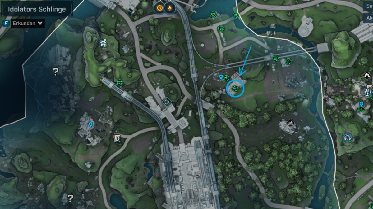 A map of Borderlands 4 showing Idolator’s Noose with a turquoise marker.