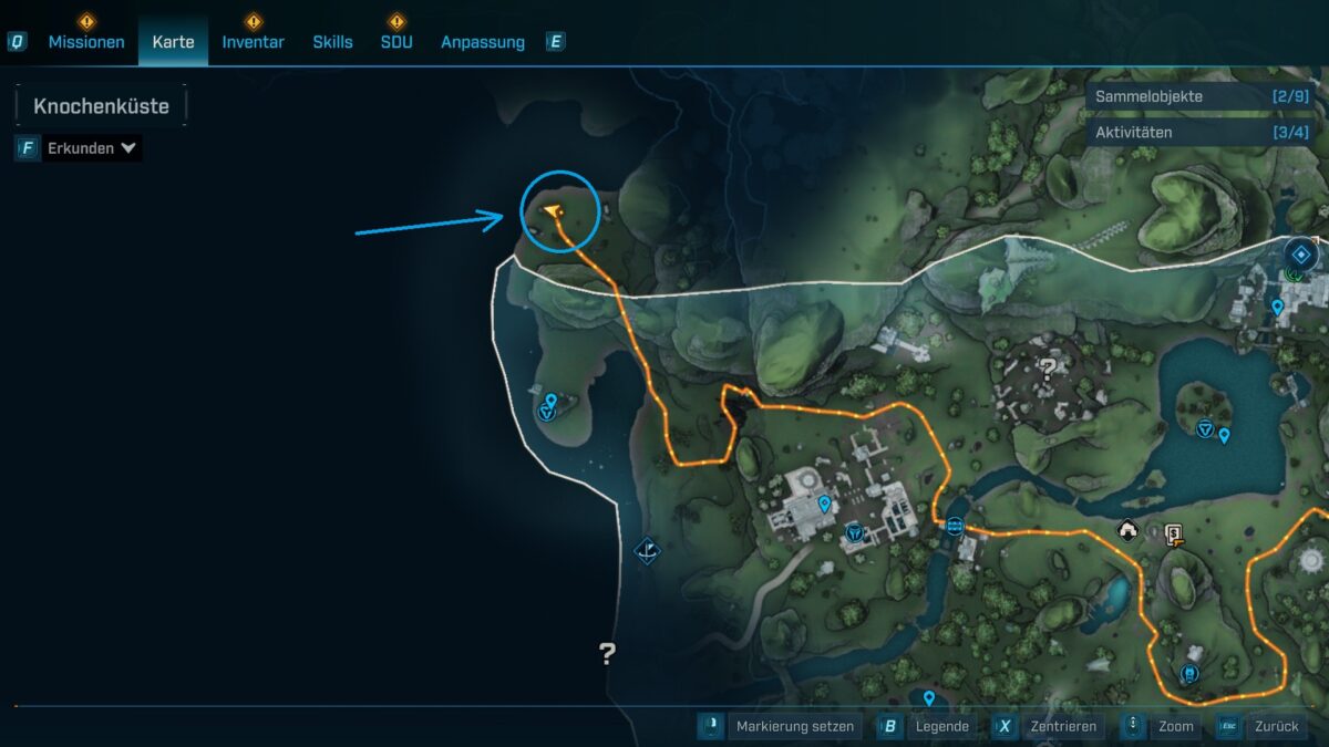 A map with a location circled in turquoise.