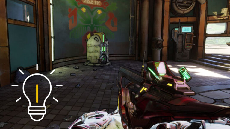 A person standing with a weapon in front of a closed Respec Station.