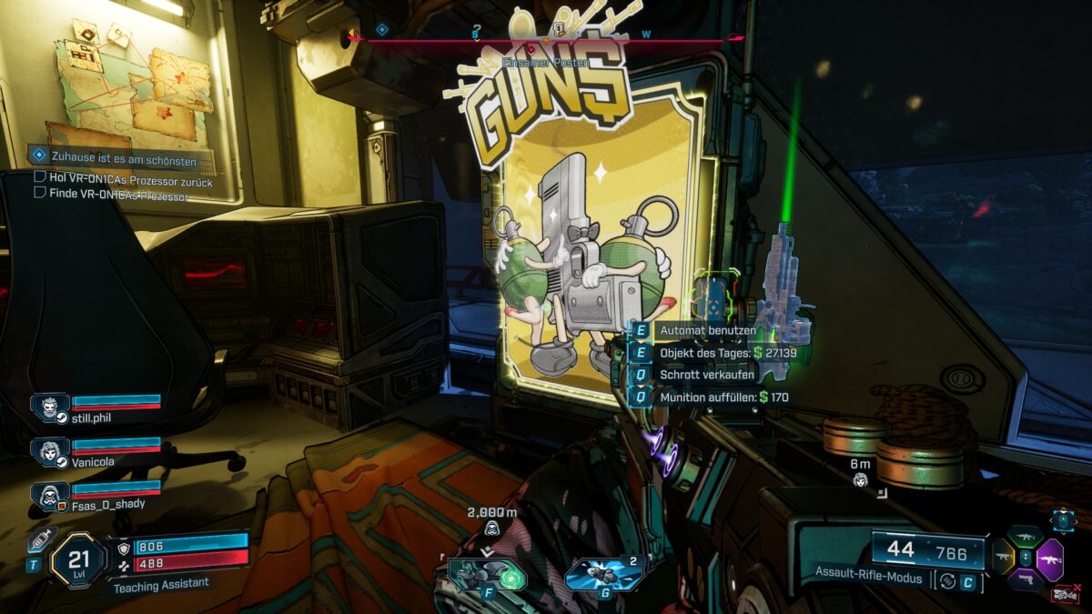 A yellow vending machine with a gun and the word “Guns” on it.