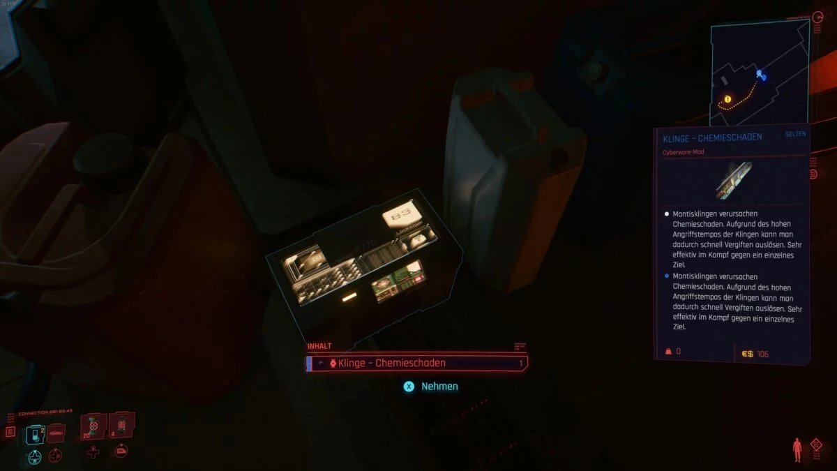 In Cyberpunk 2077 liegt eine nützliche Waffen-Mod in Viktors Klinik.