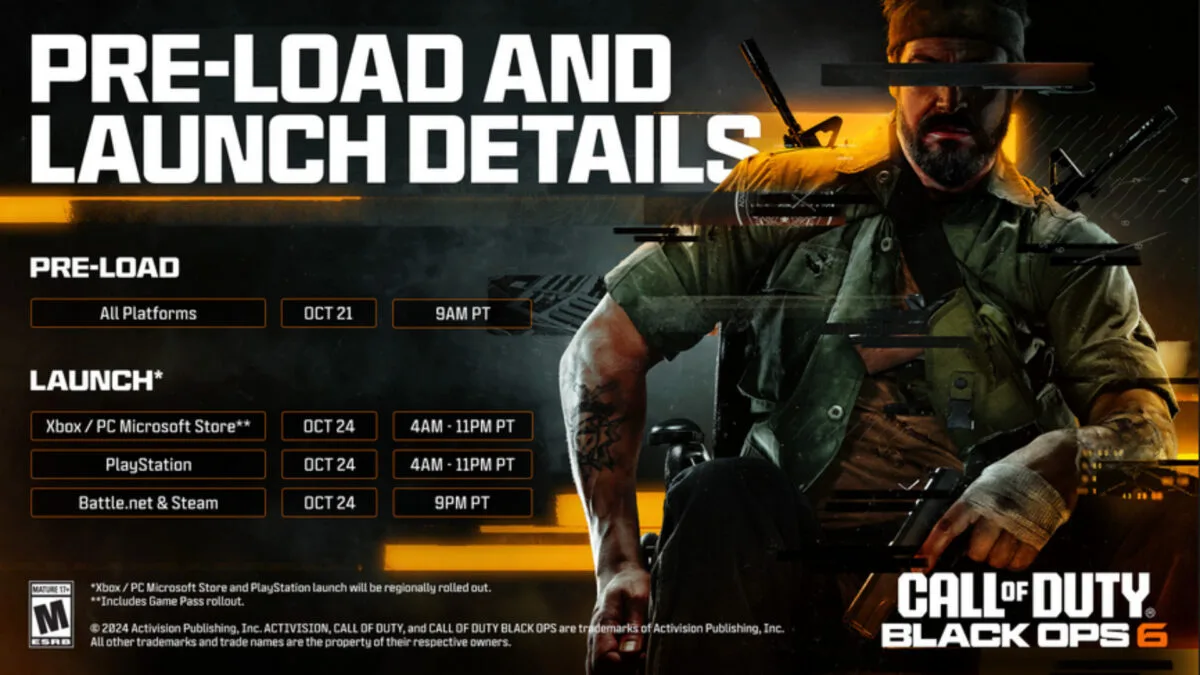 Launch-Zeiten von Call of Duty: Black Ops 6.