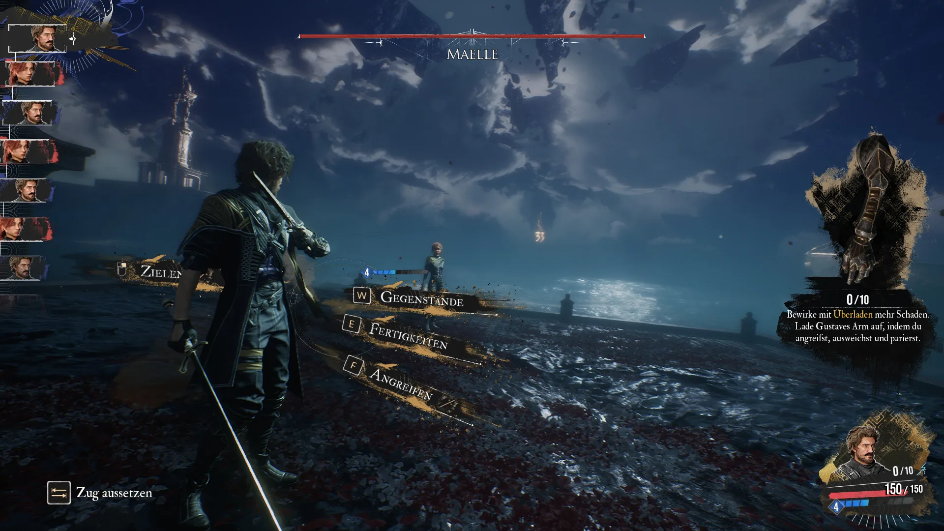 Der Protagonist kämpft am Hafen gegen Maelle.