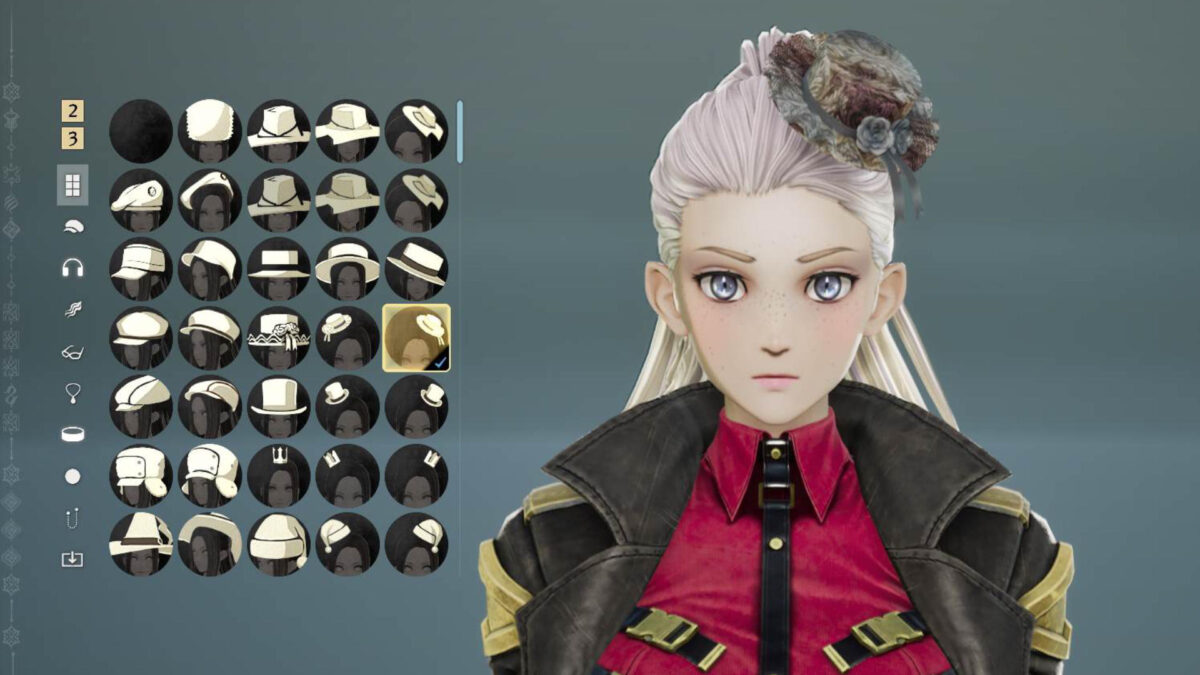 Ein Mädchen mit einem kleinen Hut auf dem Kopf.