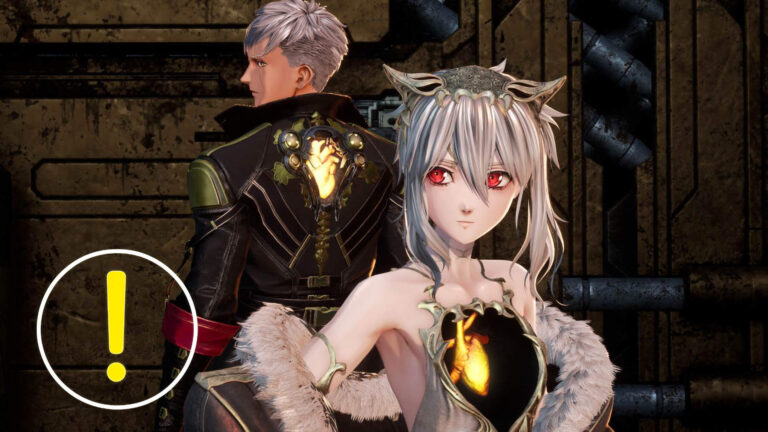 Ein Mann mit weißem Haar und ein Mädchen mit weißem Haar und roten Augen, kehren sich den Rücken zu.