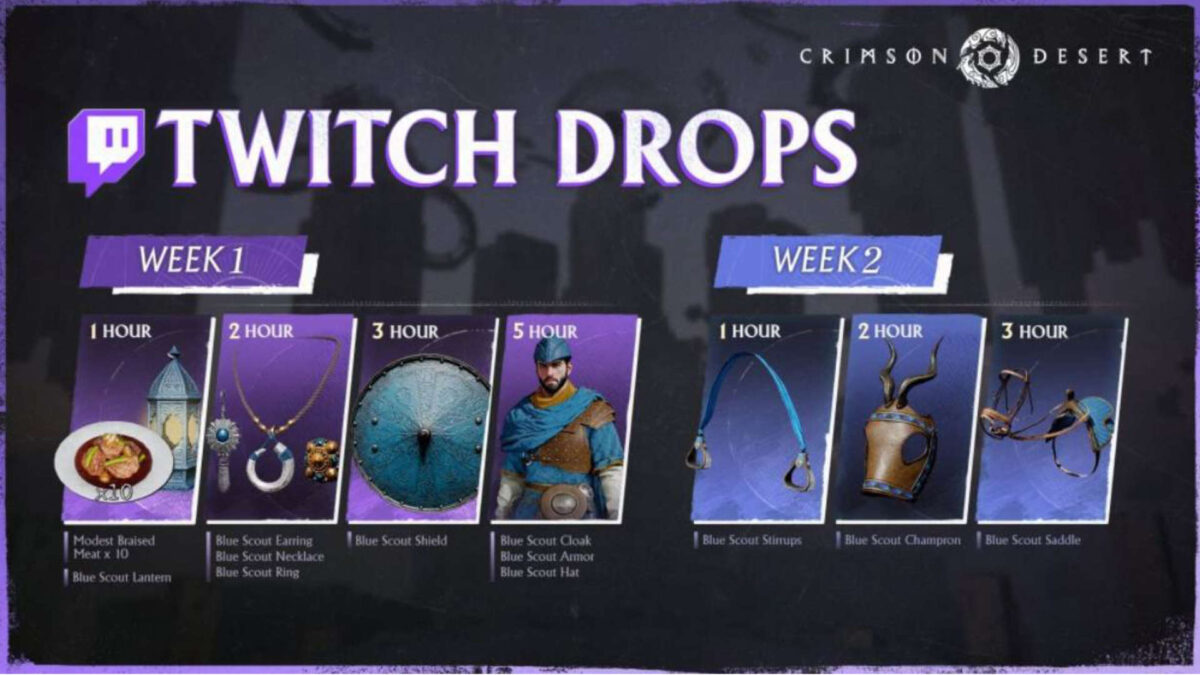 Übersicht aller Twitch Drops in Crimson Desert.
