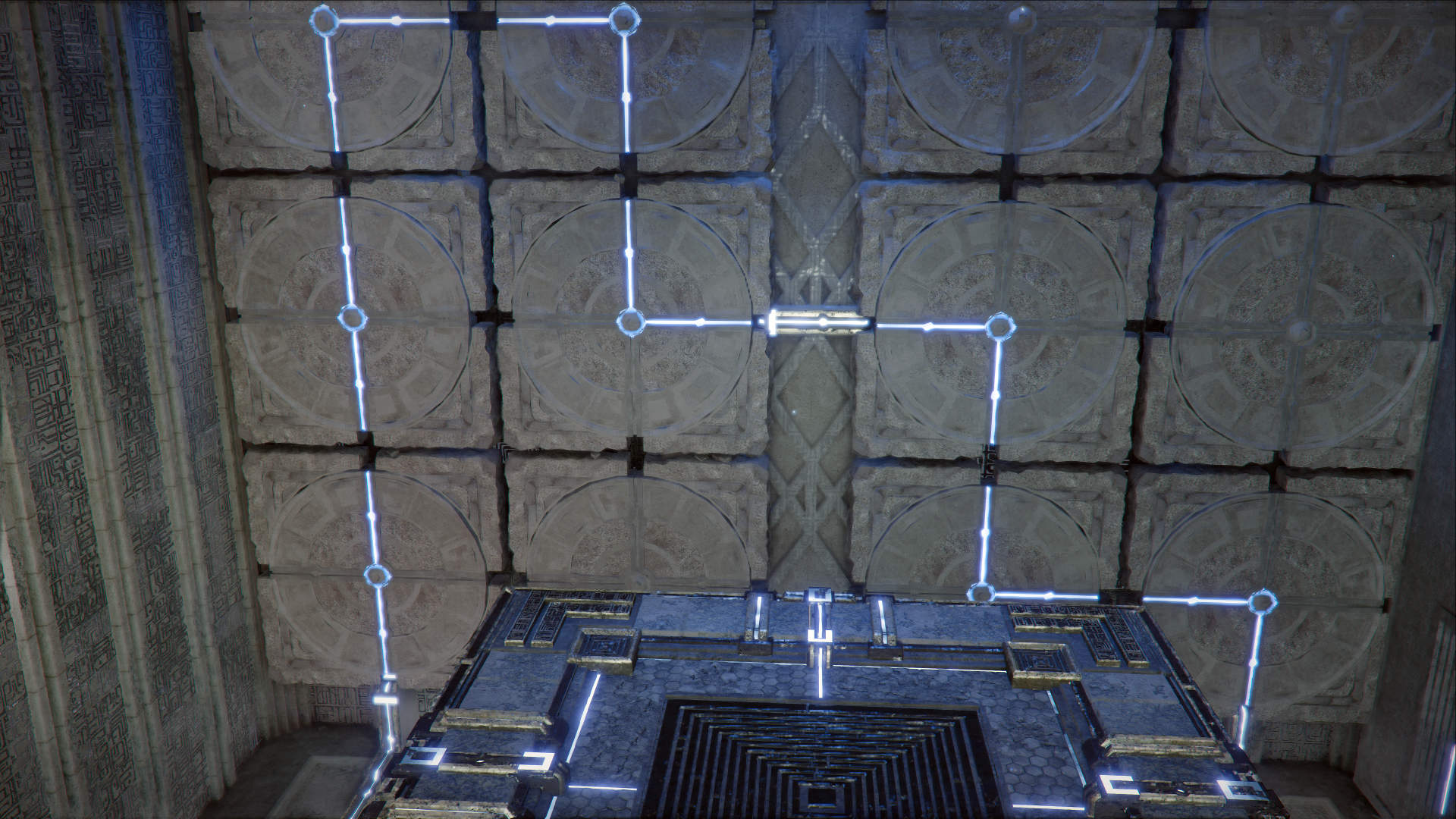 Leuchtende Linien verbinden Steinpaneele – Lösung des Rätsels an der Spitze des Aufstiegs in Crimson Desert