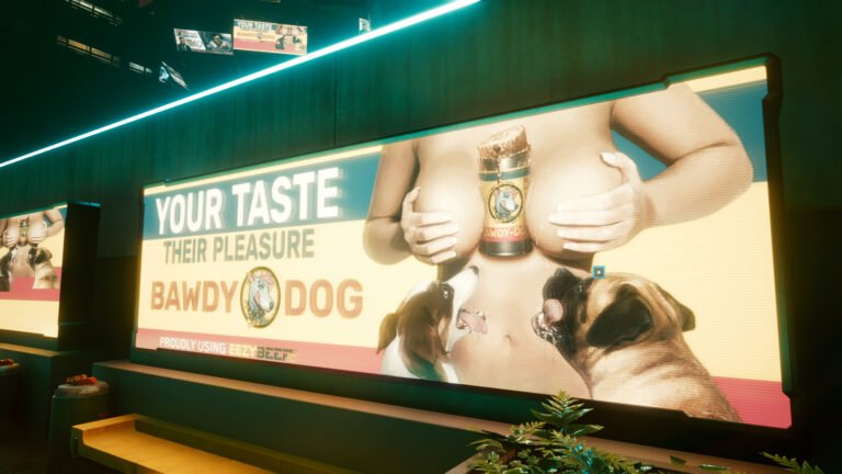 Bawdy Dog Advertisement in Cyberpunk 2077