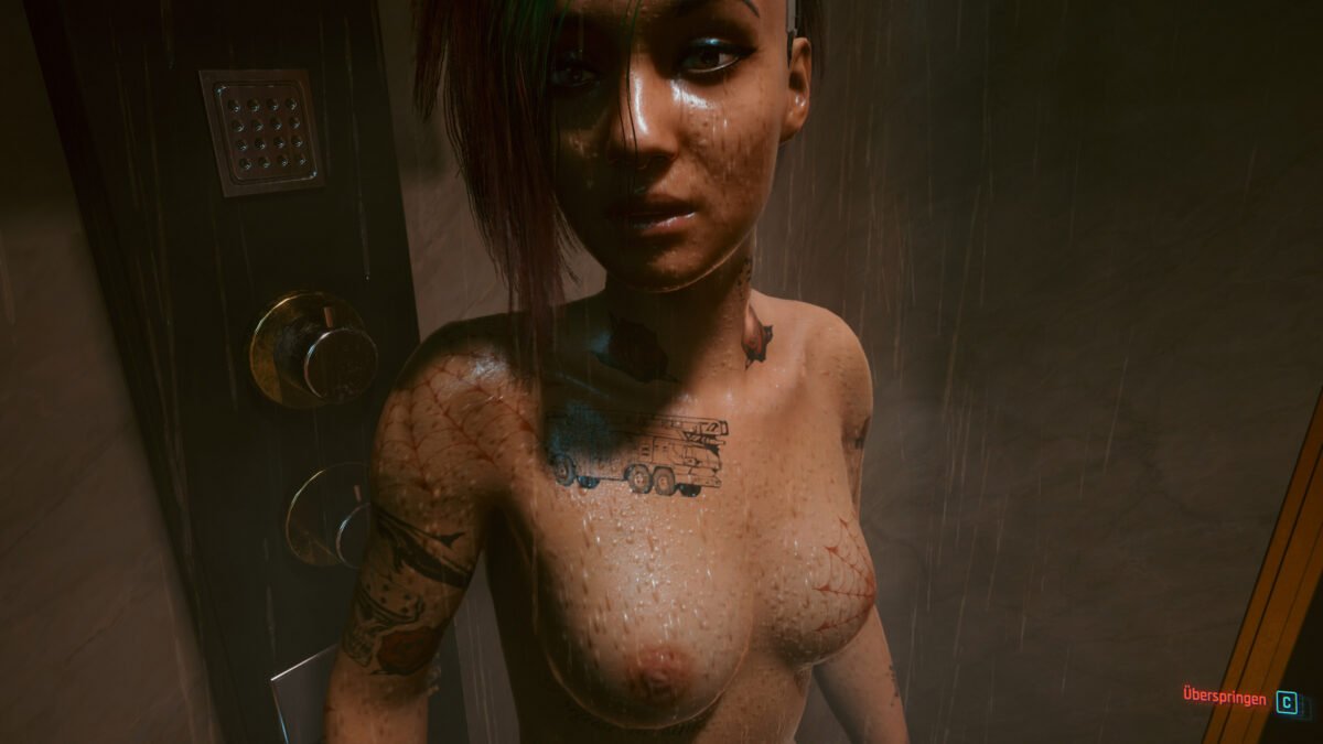 Judy Alvarez naked in the shower in Cyberpunk 2077
