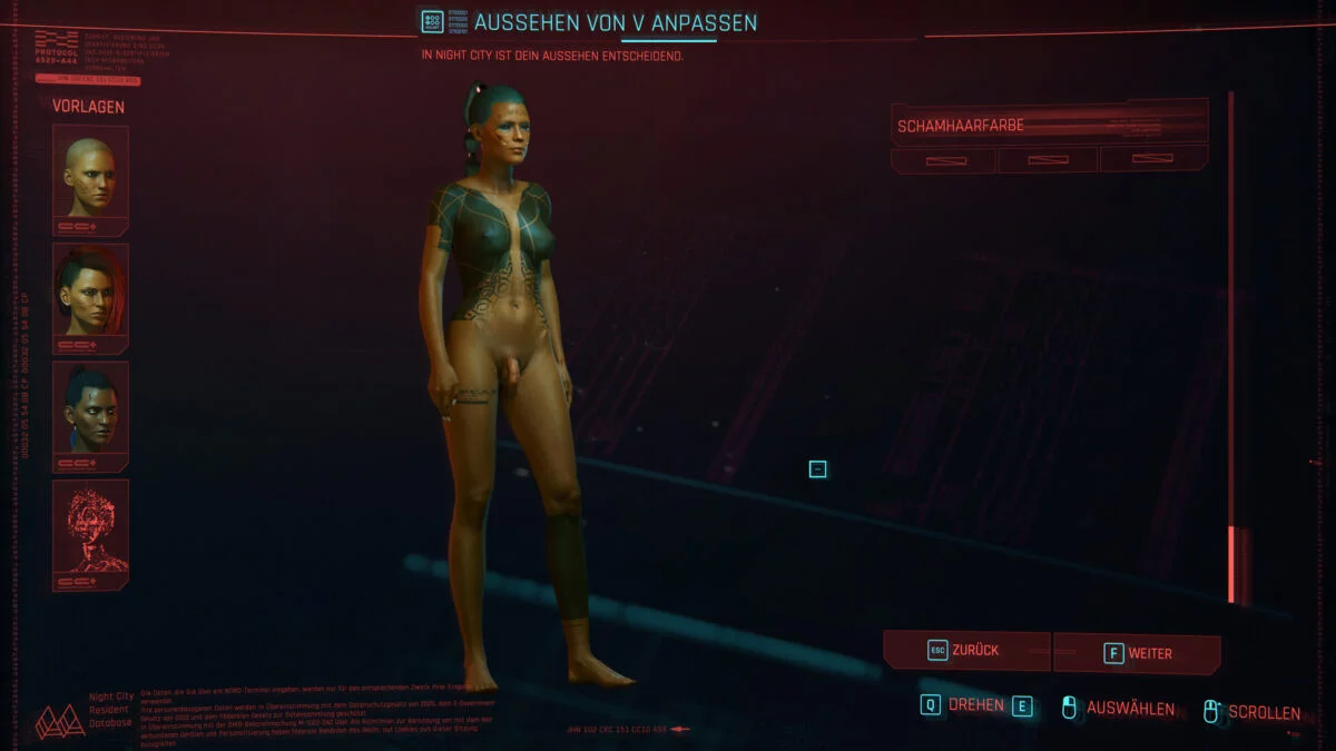 V mit Brüsten un Penis in Cyberpunk 2077