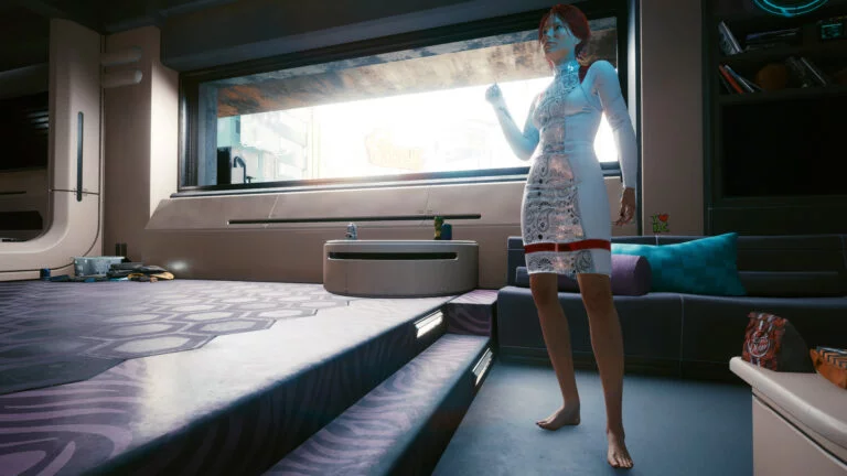 V with a white dress in Cyberpunk 2077