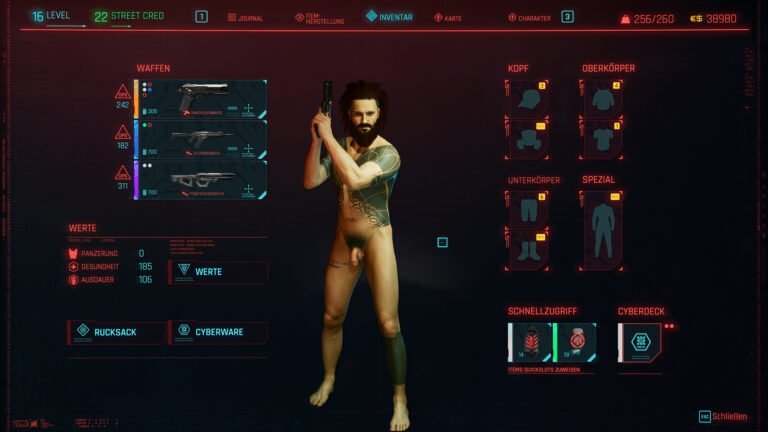 Naked Male V in Cyberpunk 2077