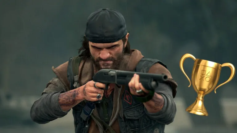 Deacon mit einer Waffe in der Hand und strengem Blick.