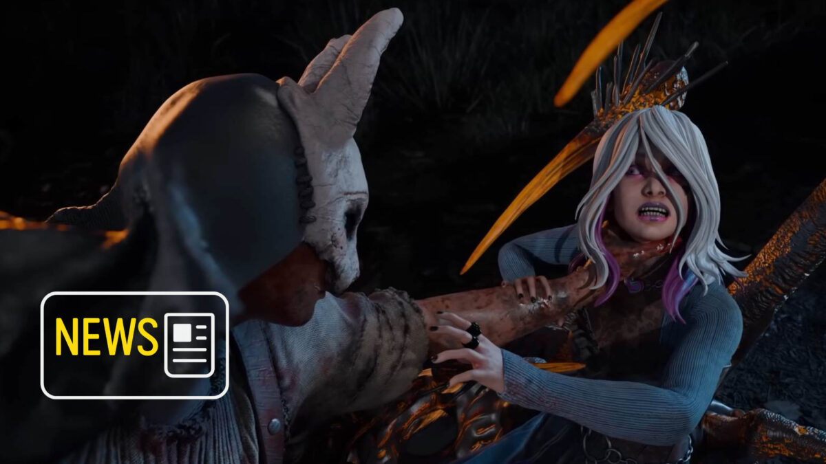 Die Huntress aus Dead By Daylight hält eine Frau am Hals fest.