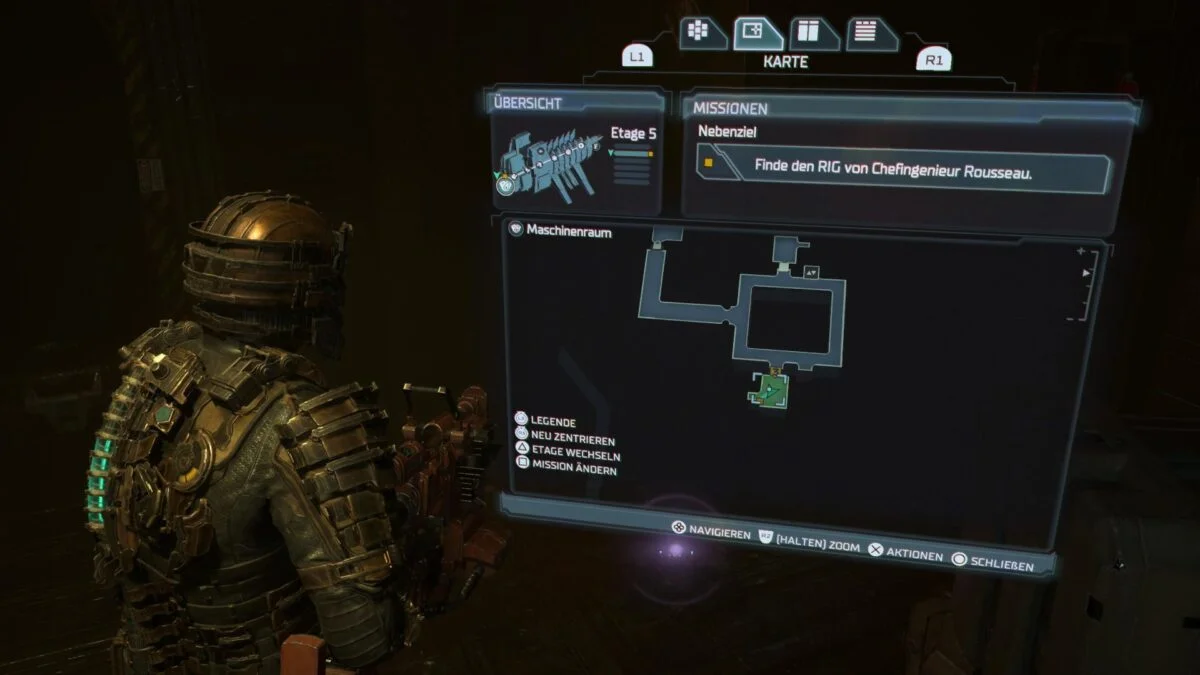 Die Karte zeigt den Fundort von Rousseaus RIG in Dead Space.