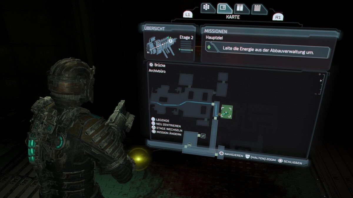 Die Karte zeigt, wo ihr die Waffe "Laserkanone" in Dead Space findet. 