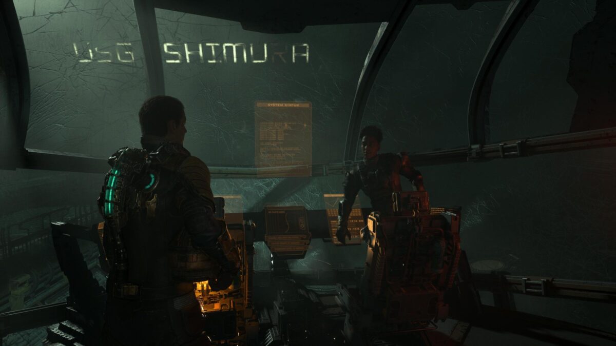 Isaac spricht in Dead Space mit seiner Kollegin auf dem Raumschiff Kellion.