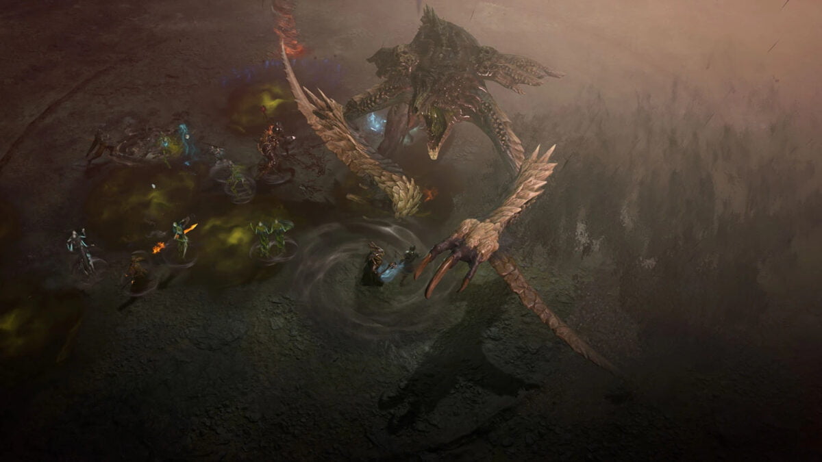 Ein Kampf gegen einen Weltenboss in Diablo 4. Mit den richtigen Aspekten kann der Kampf leichter werden.