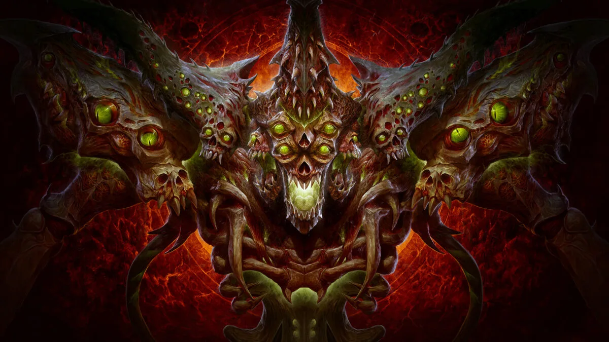 Eine große Kreatur mit mehreren Augen aus Diablo 4.