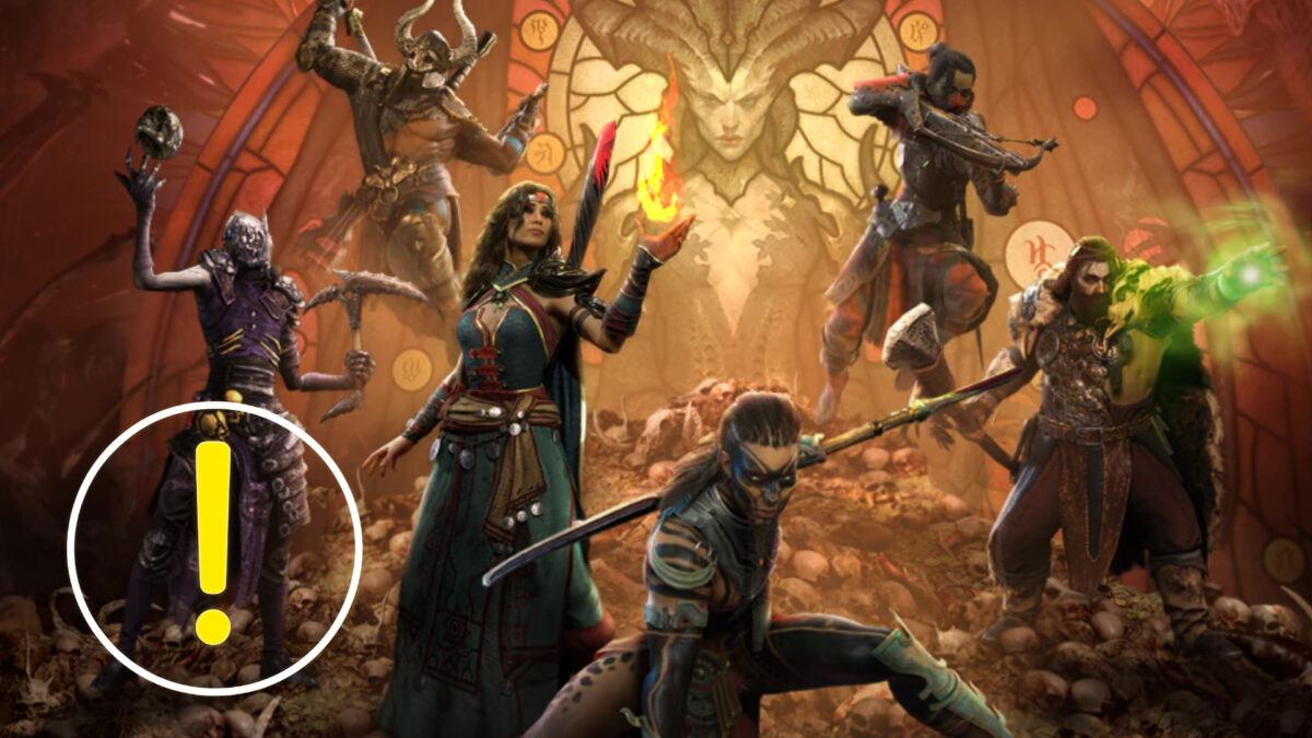 Mehrere Klassen aus Diablo 4, darunter Bogenschütze, Magier, Speerkämpfer.