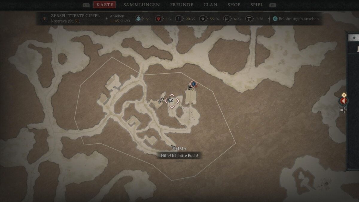 Diablo 4 Stützpunkte Zersplitterte Gipfel So nehmt ihr sie alle ein