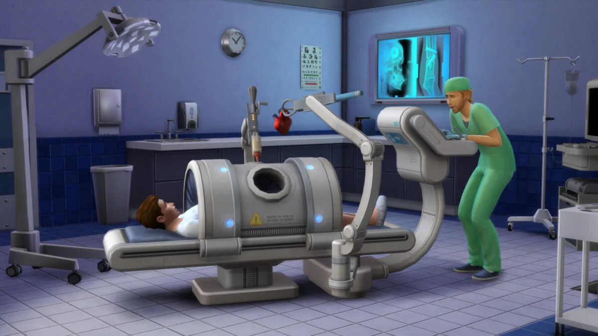 Zwei Sims im Krankenhaus.