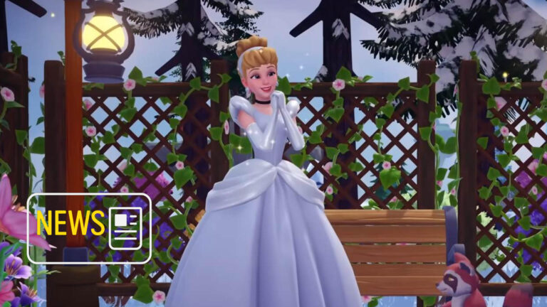 Cinderella hält ihre Hände zusammen und steht vor einem Holzzaun.