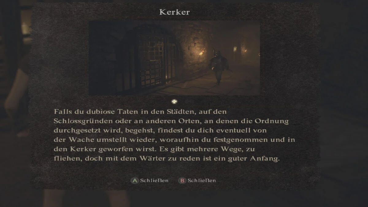 Wurdet ihr das erste Mal verhaftet, gibt euch das Spiel bereits den Tipp, die Wachen anzusprechen.