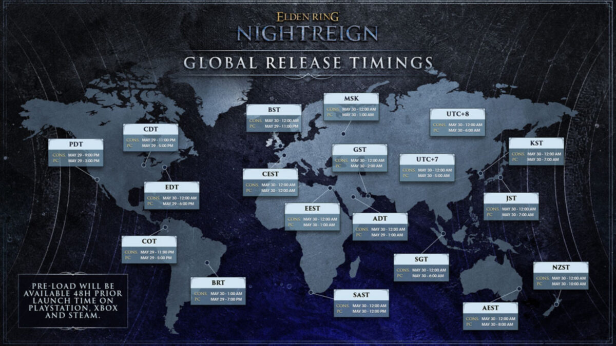 Release-Zeiten von Elden Ring Nightreign.