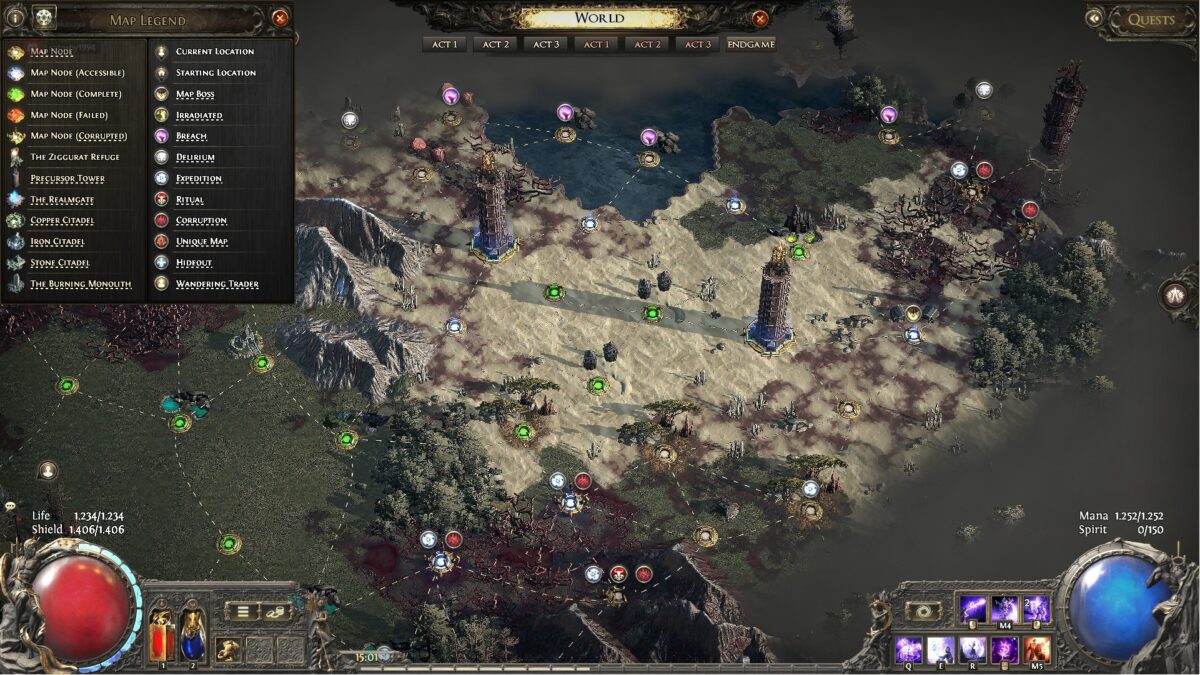 Hier sehen wir die Karte vom Endgame in Path of Exile 2 ©GrindingGearGames