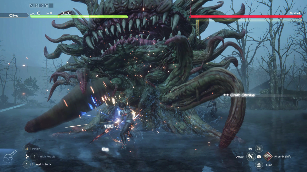 Clive kämpft in Final Fantasy 16 gegen ein Krakenmonster.