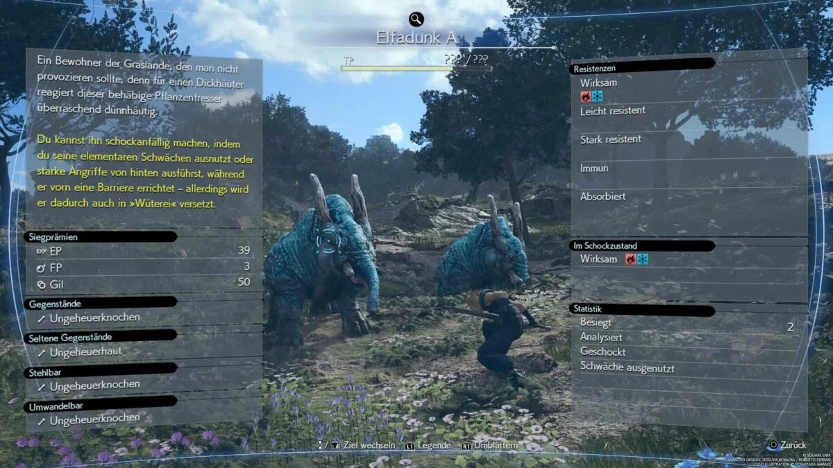 In jedem Kampf gegen neue Gegnertypen gilt: Umfangreich analysiert, ist halb gewonnen. © Square Enix
