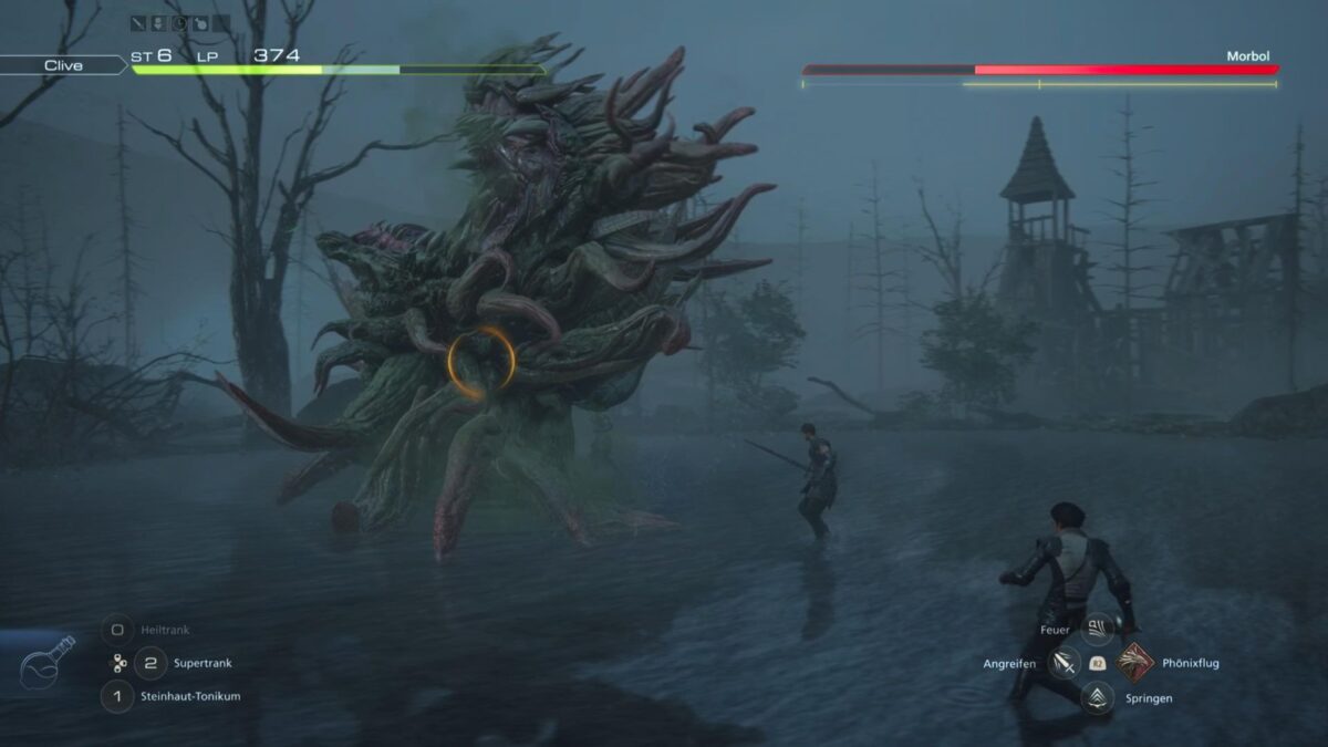 Das Monster Morbol saugt in Final Fantasy 16 Luft an. 