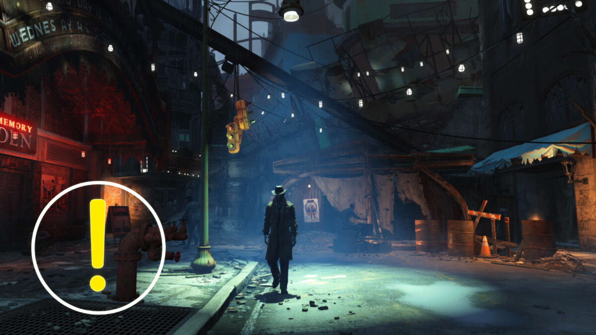 Ein Mann schlendert über eine Straße in einer wenig beleuchteten Umgebung.