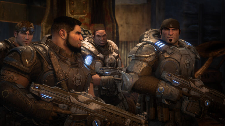 Several men holding heavy weapons in their hands.
