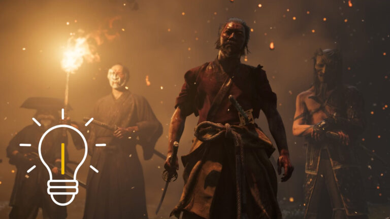 The Yotei Six standing side by side, with one of them holding a torch.
